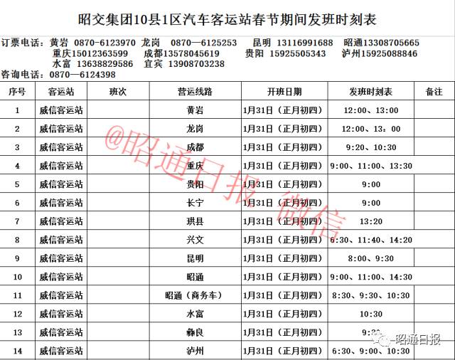 昭通汽车站和昭通客运南站,元江县汽车客运站发班表