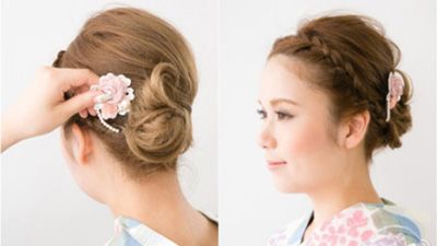 簪子盘发教程中短发,女生短发盘发简单好看的视频