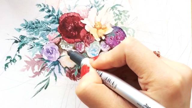 水彩画爱情教程,水彩绘画教程画玫瑰花图片