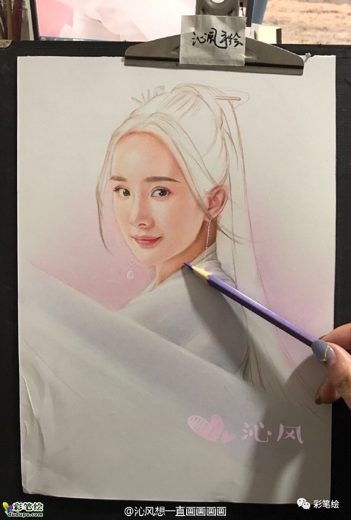 神似！彩铅画三生三世十里桃花中的姑姑白浅和太子夜华