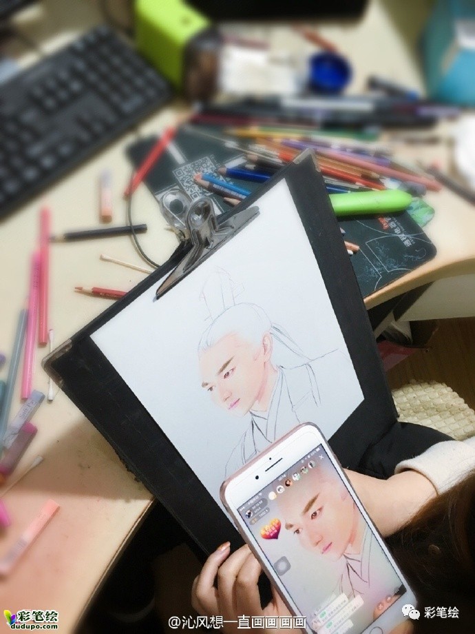 神似！彩铅画三生三世十里桃花中的姑姑白浅和太子夜华