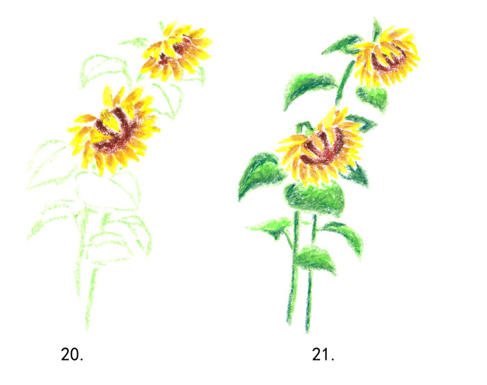 手绘油画棒绘画教程,向日葵油画棒绘画作品梵高