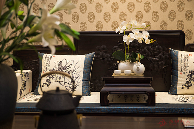 红木沙发经典檀雕图案,木韵乌金木沙发