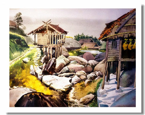 天天漫画网：实力派画家王培堃《水彩风景画---广西八景之滨》