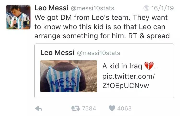 梅西的亲笔签名球衣,阿富汗男孩梅西
