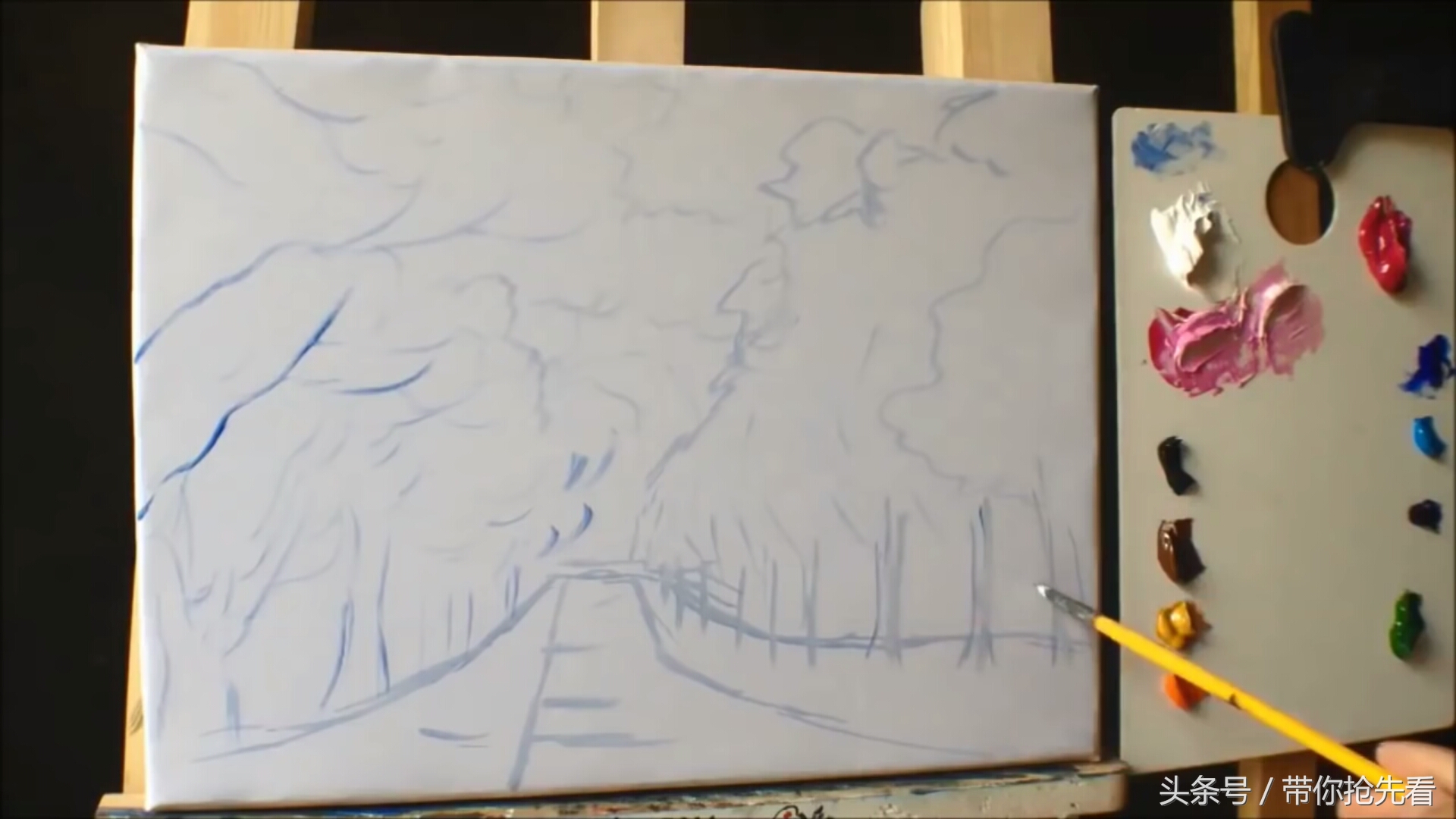 丙烯颜料画樱花树教程视频,丙烯颜料樱花的画法