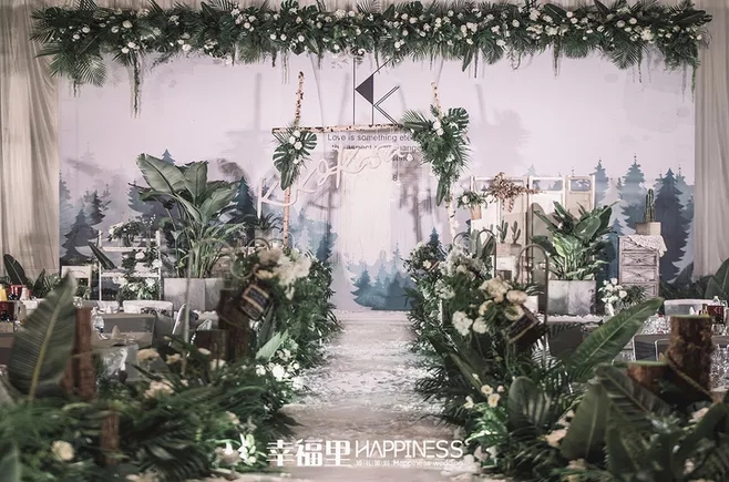 户外婚礼场景布置效果图,红色系婚礼户外布置场景