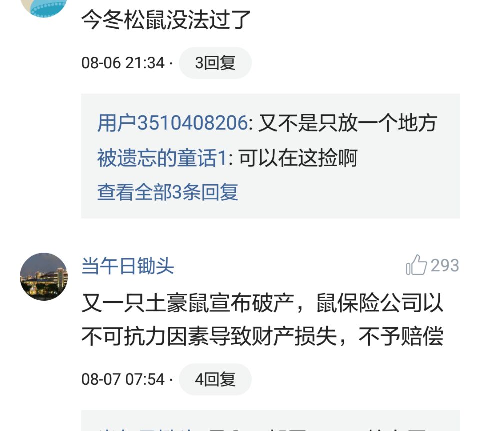 那些搞笑的评论之一松鼠说，那是我娶十房姨太的钱