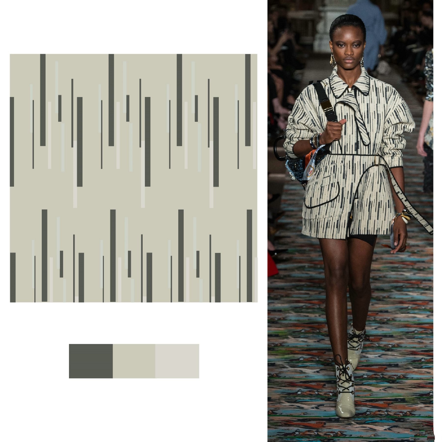 秀场系列服装配色效果图,彩色印花时尚秀图片高清