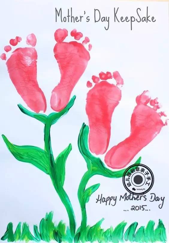 手工作品小花粘贴画幼儿园,手掌涂鸦创意画幼儿园