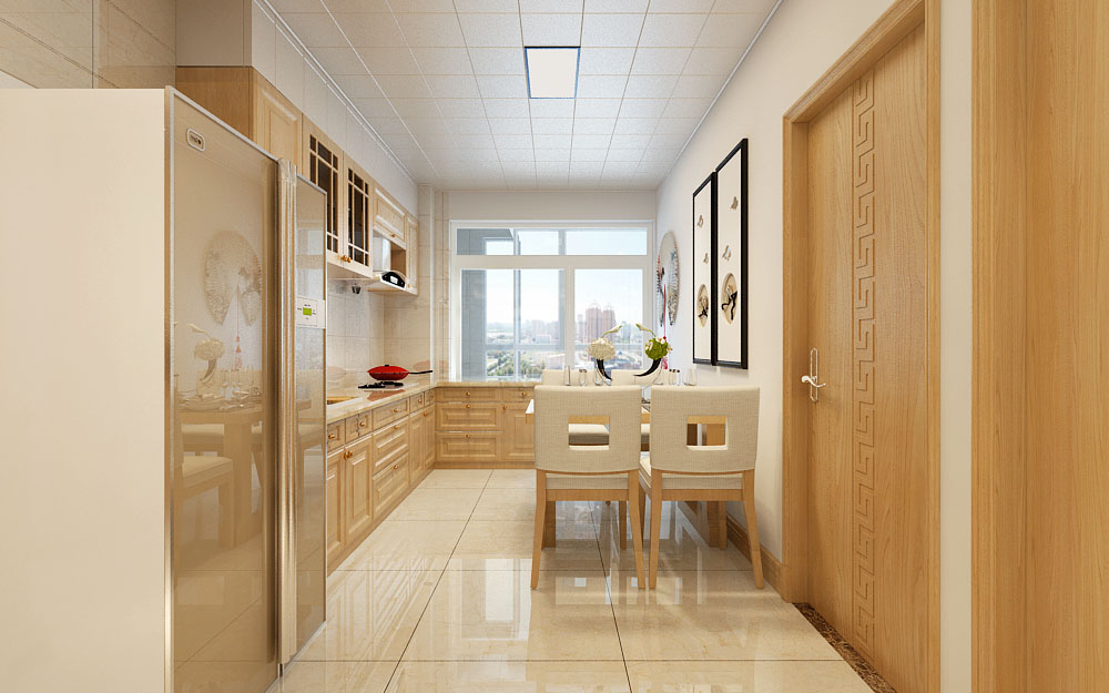 轻法式100平方小三室装修效果图,新中式风格三室一厅130平米