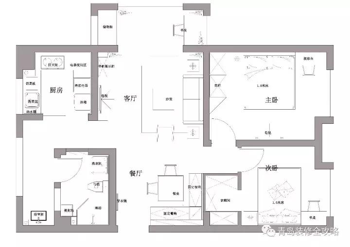 北欧风小户型三室一厅75平方米,唐岛one116平