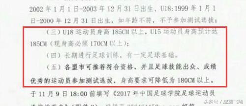 中国足球选材,中国足球运动员的选材标准
