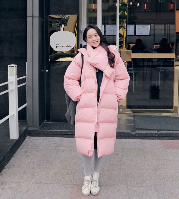韩国羽绒服穿搭高级秋冬,冬季长款羽绒服韩系穿搭