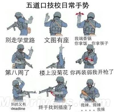 军事战斗手势,大写的懵字