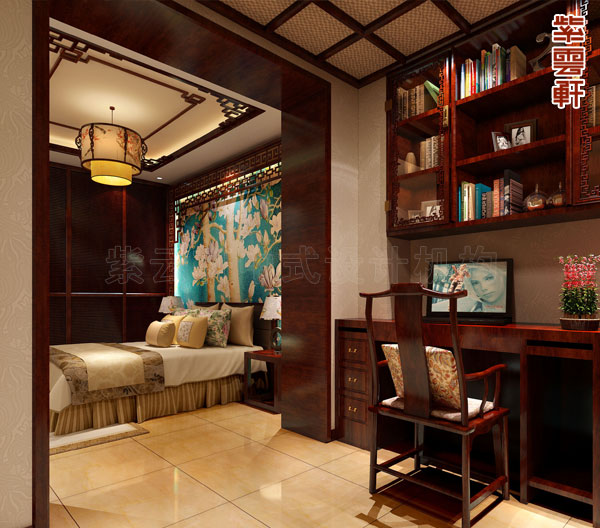 紫云轩人字形屋顶中式装修,紫云轩中式复古豪宅别墅设计