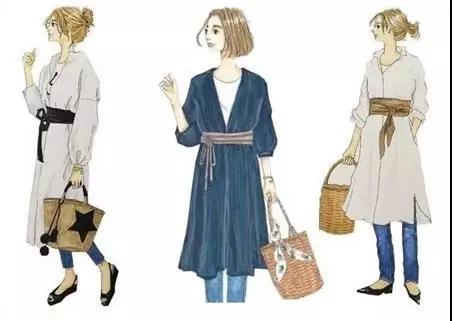 日系手绘风格穿搭,复杂插画简单穿搭