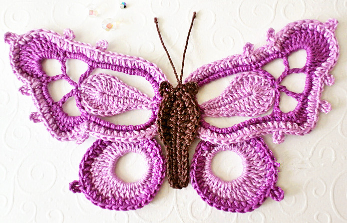 蝴蝶耳环项链的钩编教程,蝴蝶帽子的钩编方法第一部分