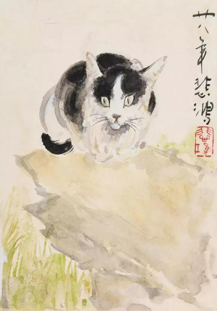 徐悲鸿画猫作品欣赏,徐悲鸿画马谁画鸡