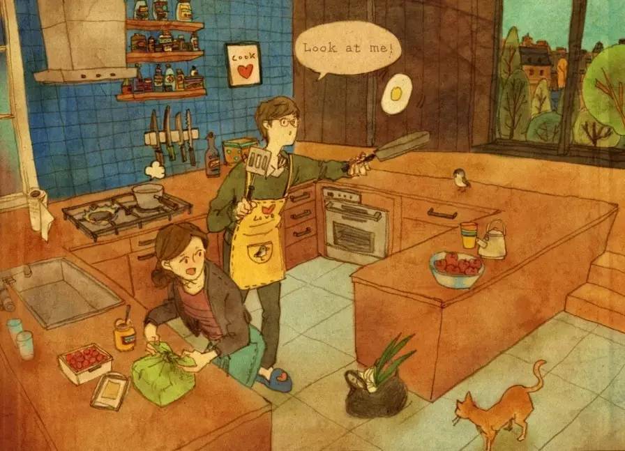 见过这样秀恩爱的吗？韩国艺术家温馨插画