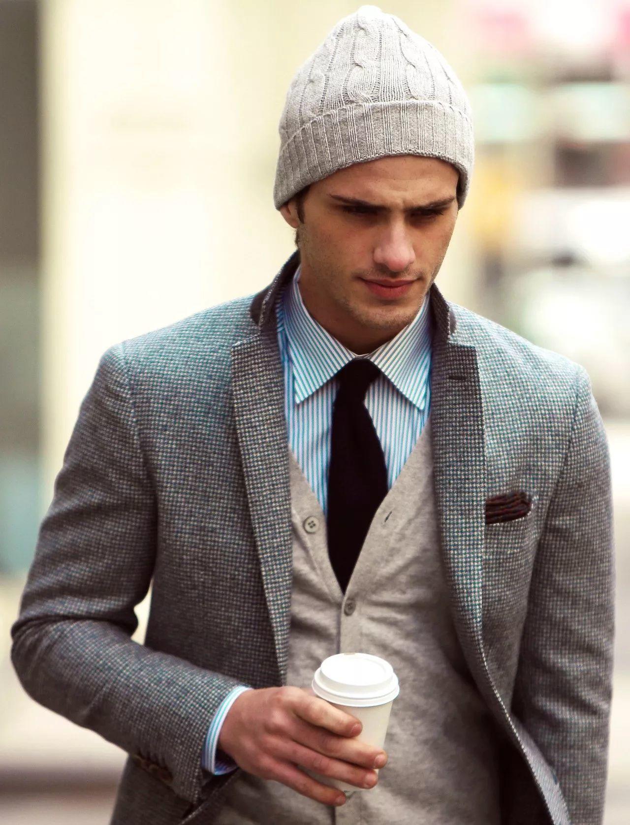 戴冬季毛线帽的正确方法,冬天保暖毛线帽护耳