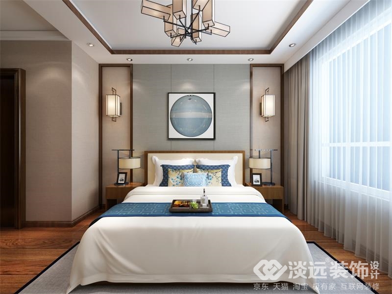 淡远装饰设计,丹阳125平米中式装修风格效果图