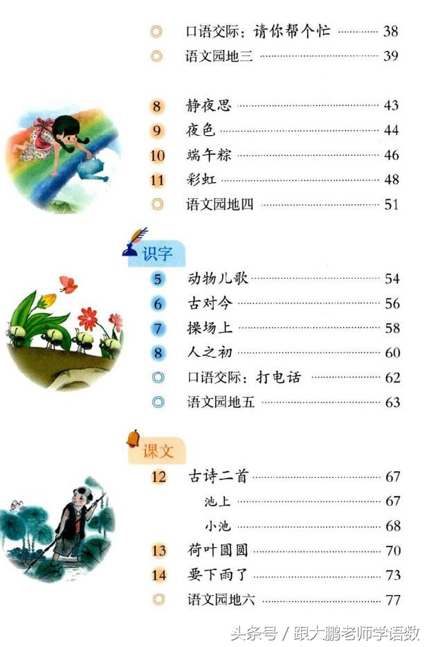 一年级部编版语文下册要点,部编版小学一年级下册语文预习单