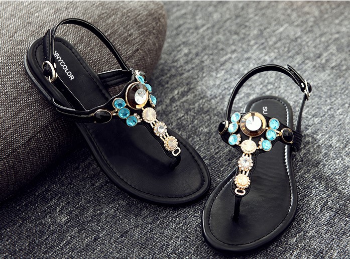 透明水晶女凉鞋水钻,中老年防滑水钻凉鞋