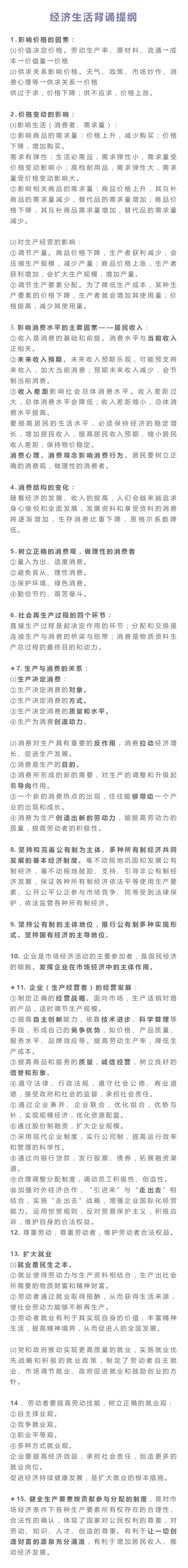 高中政治全套背诵,政治提纲背诵技巧