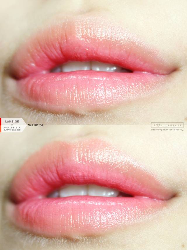 兰芝琉晶润彩唇膏试色,兰芝新款双色口红试色