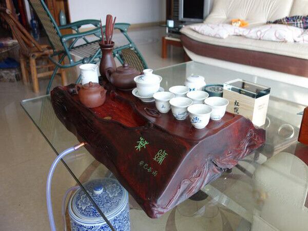 怎样用大红酸枝做茶台,朋友送来的茶台