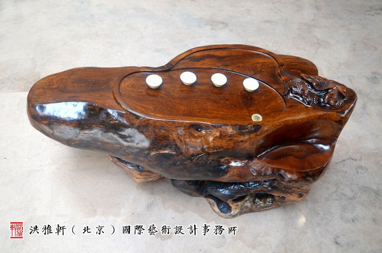 鸡翅木根雕茶台翻新完工,实木树根雕茶几