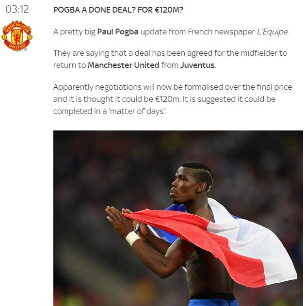 队报：博格巴交易终于完成！切尔西7500万报价莫拉塔被拒！