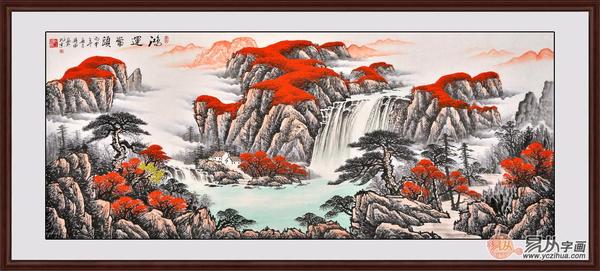 客厅南墙挂鸿运当头山水画行吗,进门北墙挂鸿运当头山水画好吗