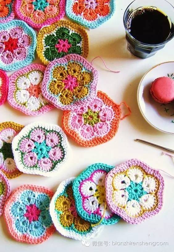 非洲菊拼花的钩针图解,非洲菊拼花钩针教程