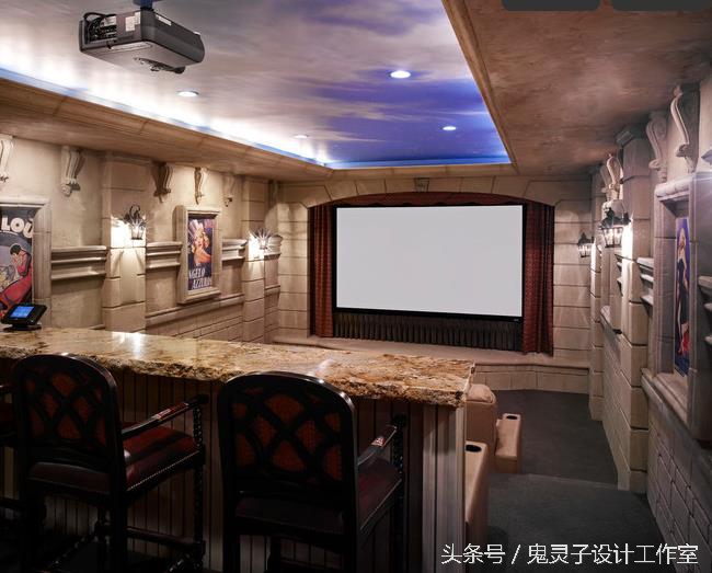 家里的娱乐室装修效果图,轻奢风格视听室装修效果图