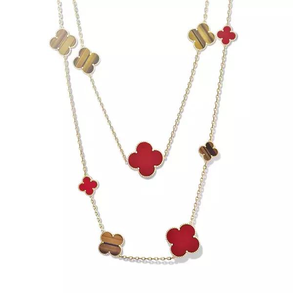 vca四叶草带钻项链系列,vca梵克雅宝四叶草项链