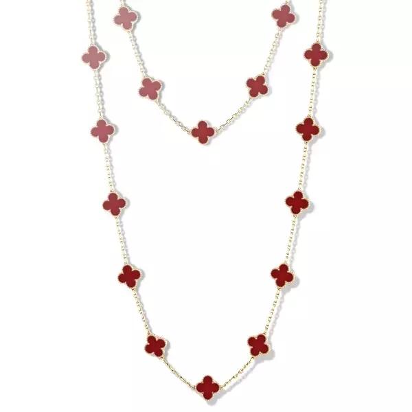 vca四叶草带钻项链系列,vca梵克雅宝四叶草项链