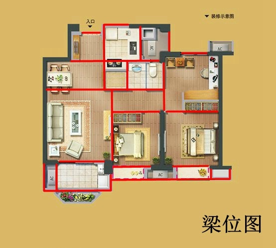 阳光城檀悦83平效果图,阳光城檀悦复式设计方案