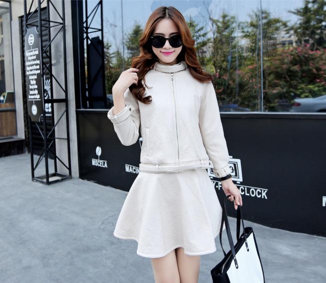 高级皮衣休闲,高档pu皮衣针织拼接