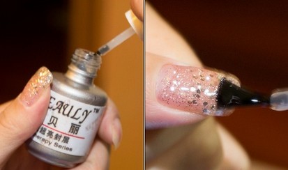 时尚亮片光疗美甲教程具体步骤图解，快来和小编一起学习！