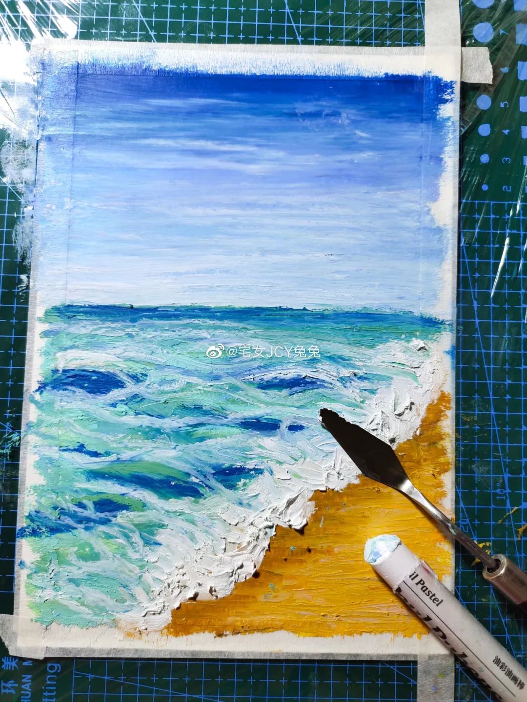 简单又好看的重彩油画棒作品,美到极致的风格绘画