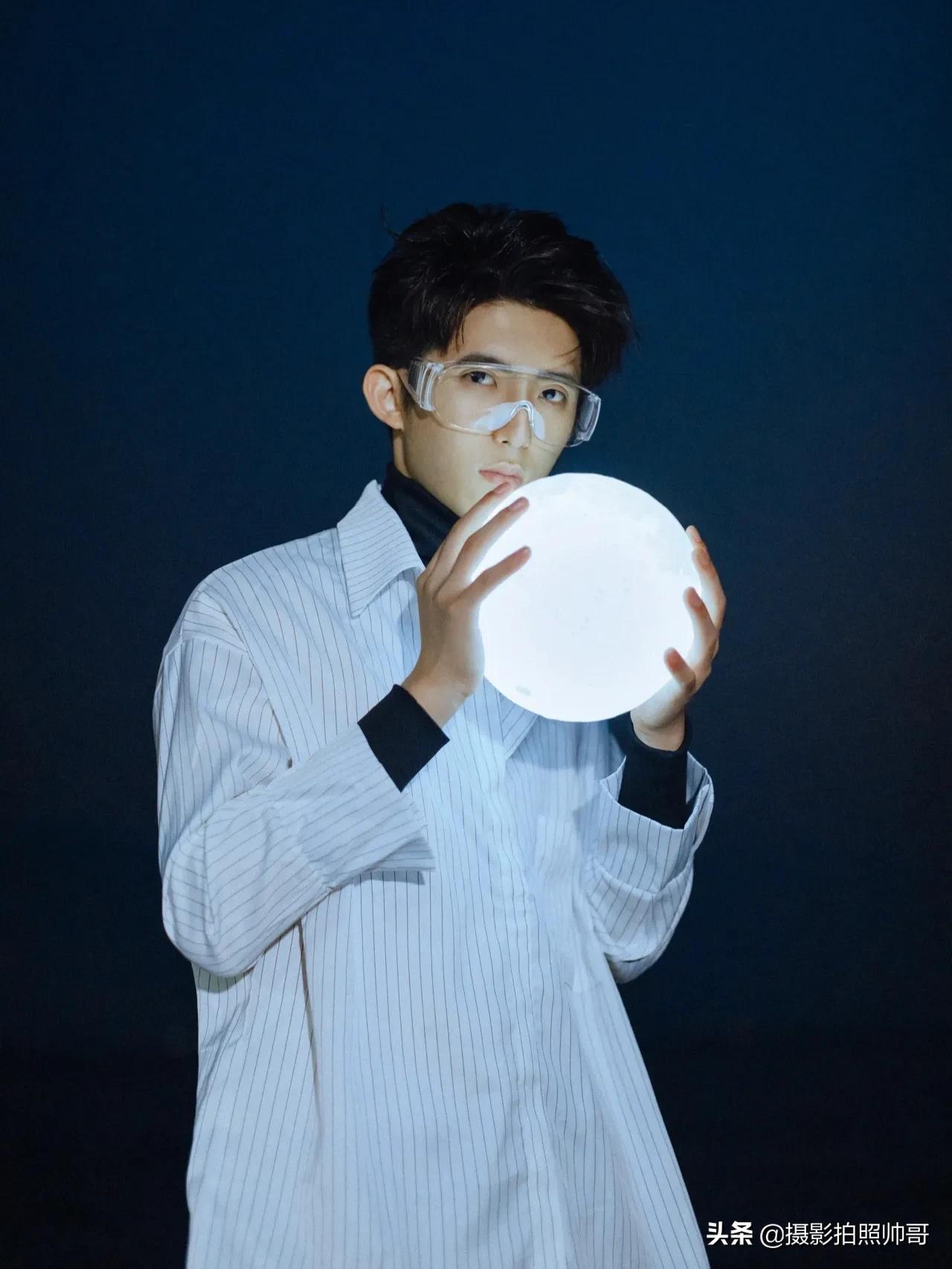 日系写真男作品,蓝色系写真男可爱