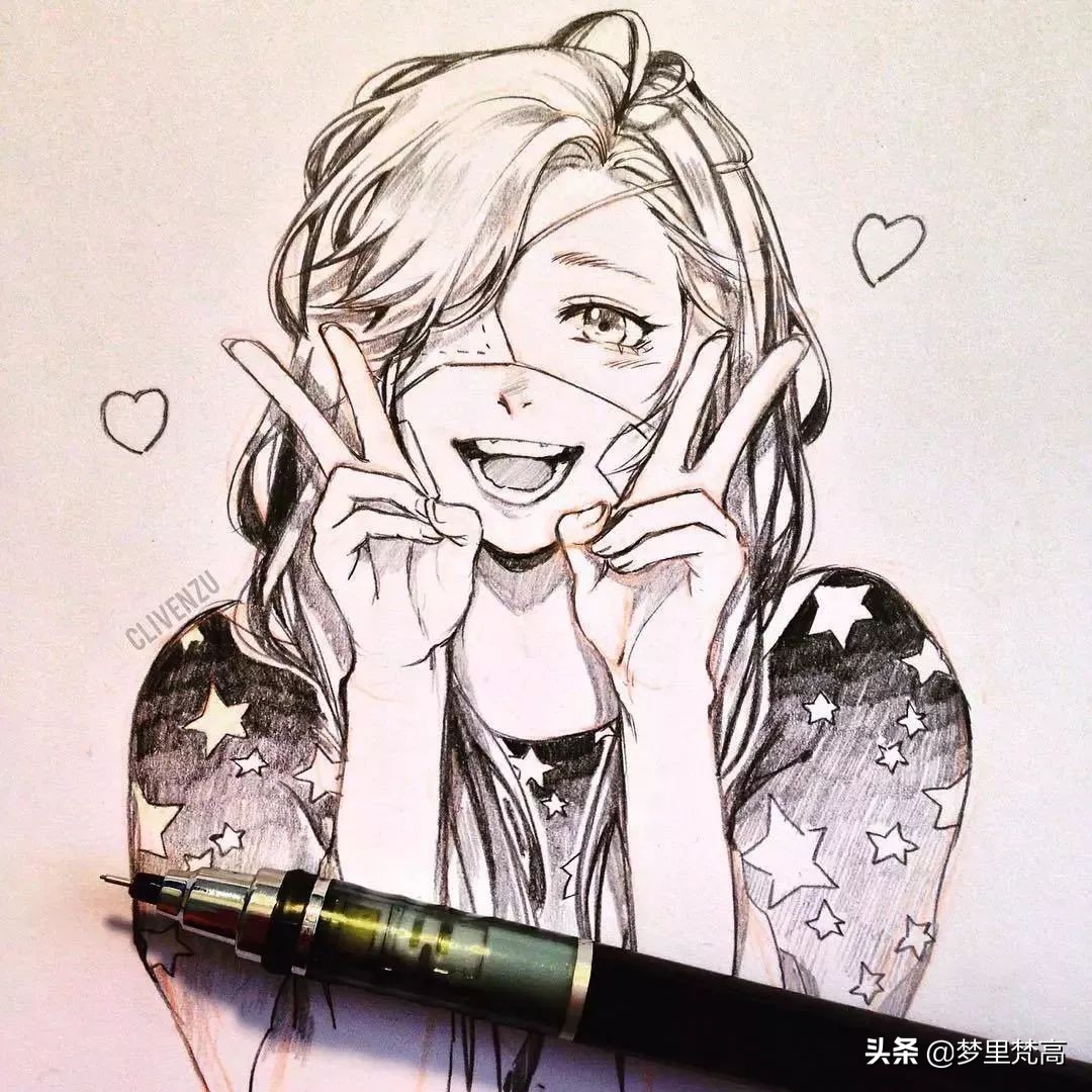 铅笔画素描动漫,铅笔画的动漫素描少女