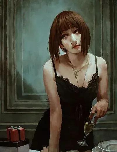 油画日系动漫,油画里的唯美少女