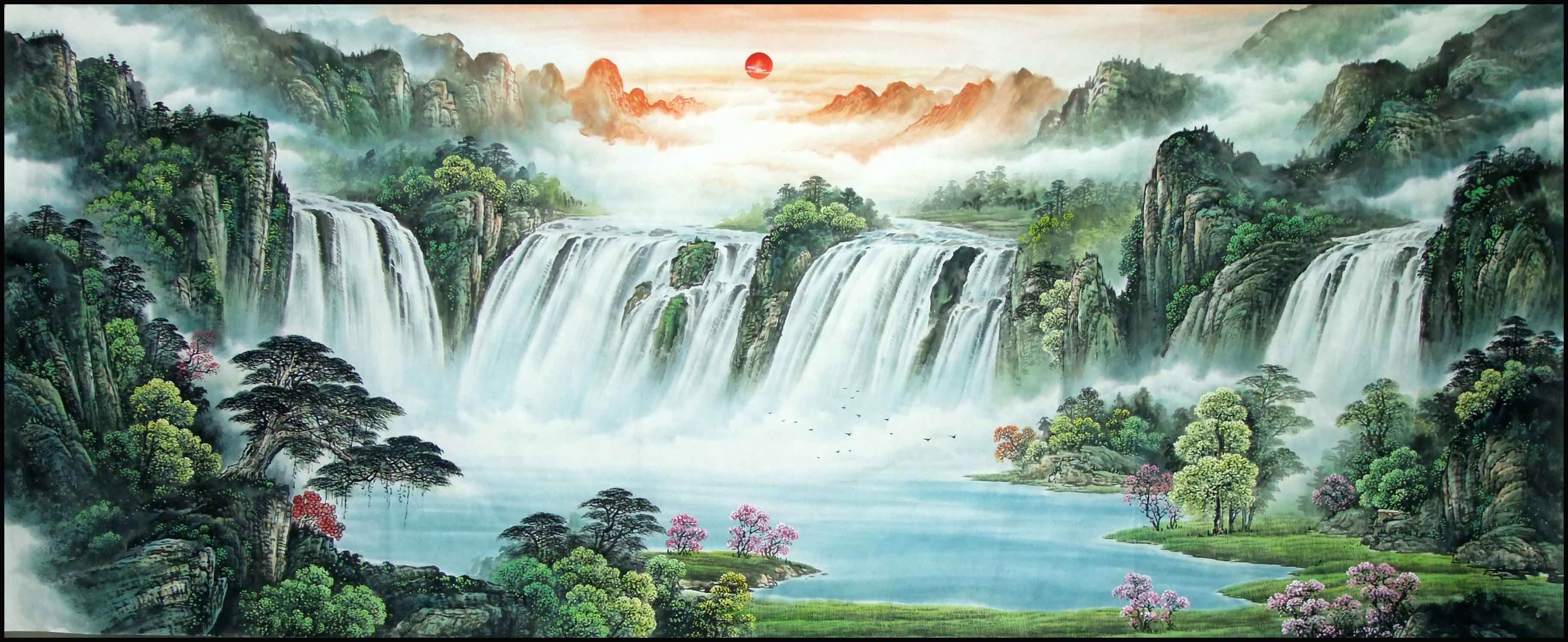 山水画头像风水讲究,客厅挂山水画风水有讲究