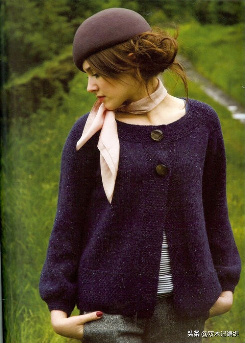 短款棒针粗线衣开衫双层,粗棒针开衫中长款