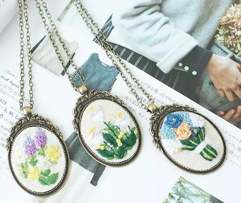 法式珠绣毛衣链手工教程,复古布刺绣毛衣链