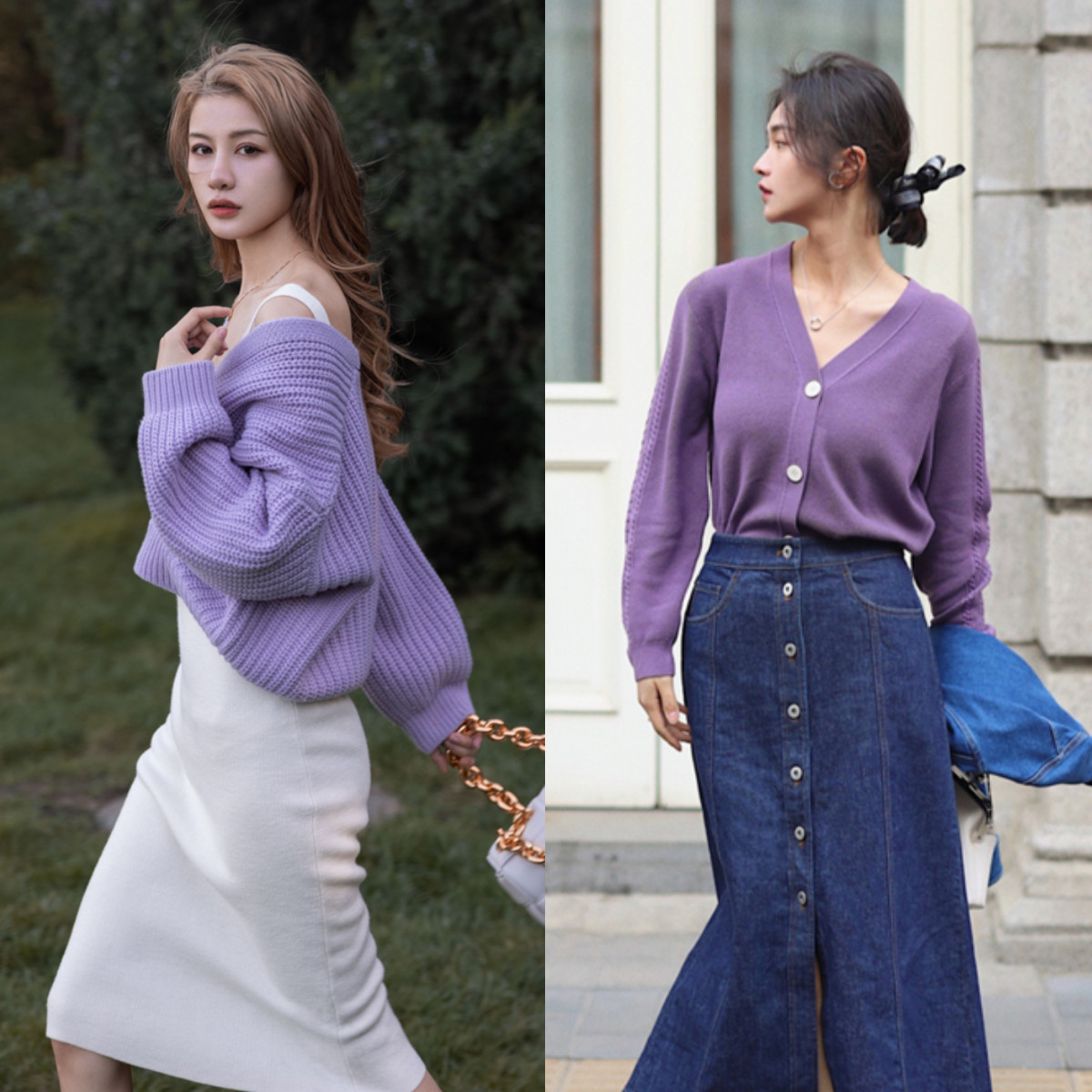 买针织衫选什么面料,焦糖色针织衫显肤色白