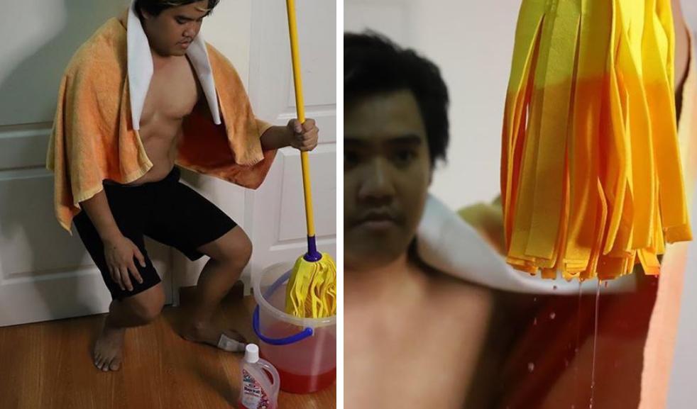 泰国小哥又cos鬼灭之刃了，还去超市买东西，路人都看笑了